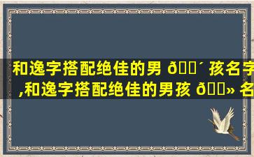 和逸字搭配绝佳的男 🌴 孩名字,和逸字搭配绝佳的男孩 🌻 名字兔年